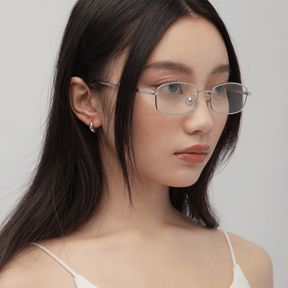 方形銀框透明眼鏡