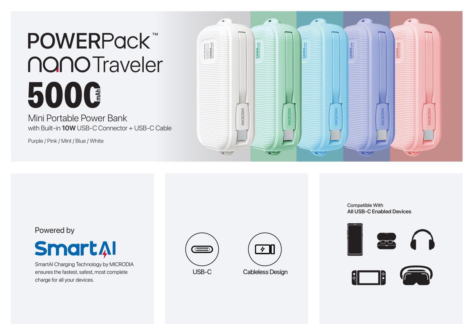 Microdia POWERPack Nano Traveller 10W迷你5000mAh行動電源