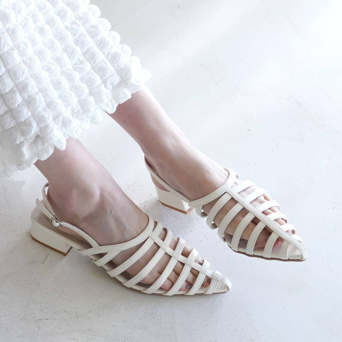 尖頭3公分後綁帶低跟涼鞋 超好走女鞋