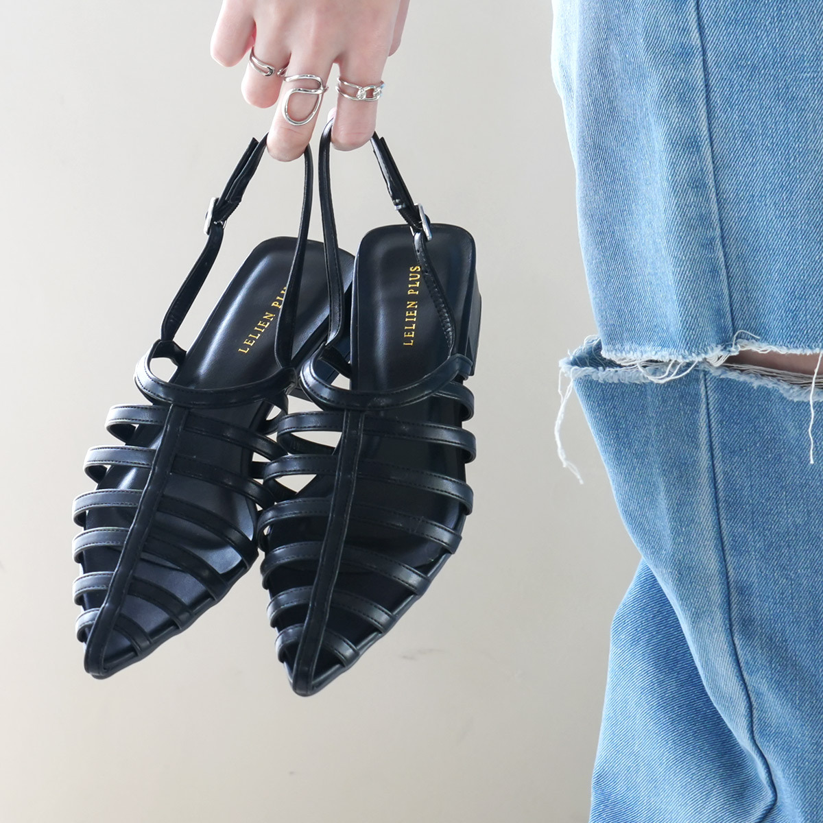 尖頭3公分後綁帶低跟涼鞋 超好走女鞋