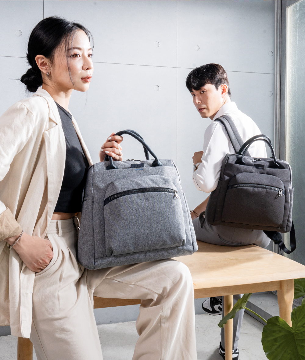 satana Fresh 青職人個性後背包-麻花灰 SFG0011-707 男女形象照