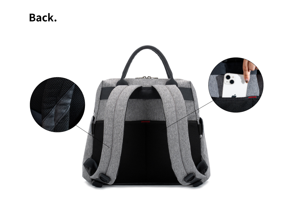 satana Fresh 青職人個性後背包-麻花灰 SFG0011-707 背面照