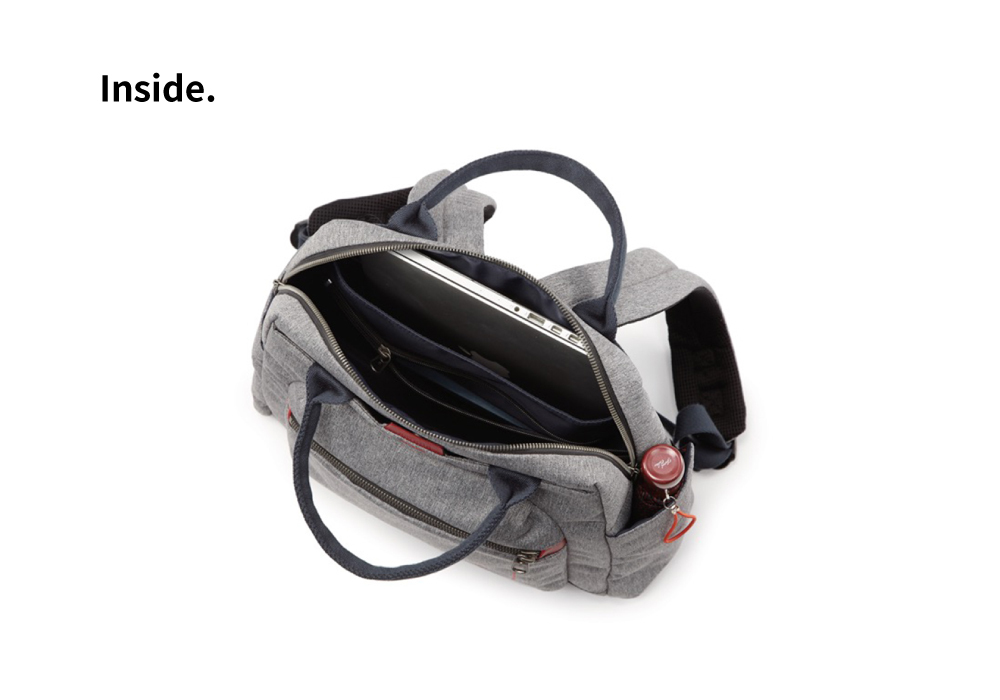 satana Fresh 青職人個性後背包-石墨黑 SFG0011-728 內部隔層照
