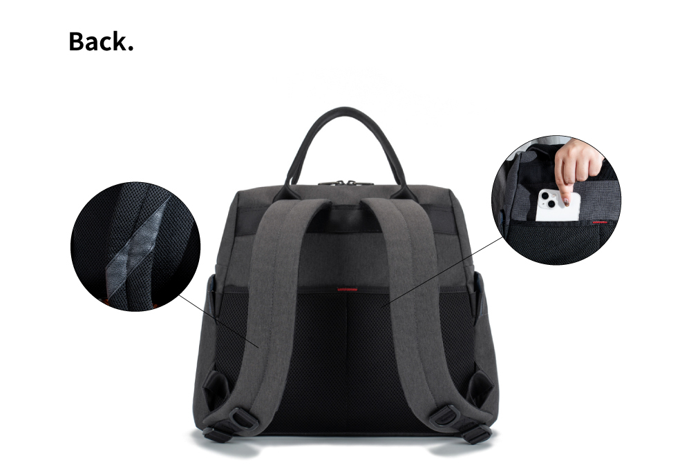 satana Fresh 青職人個性後背包-石墨黑 SFG0011-728 背面照