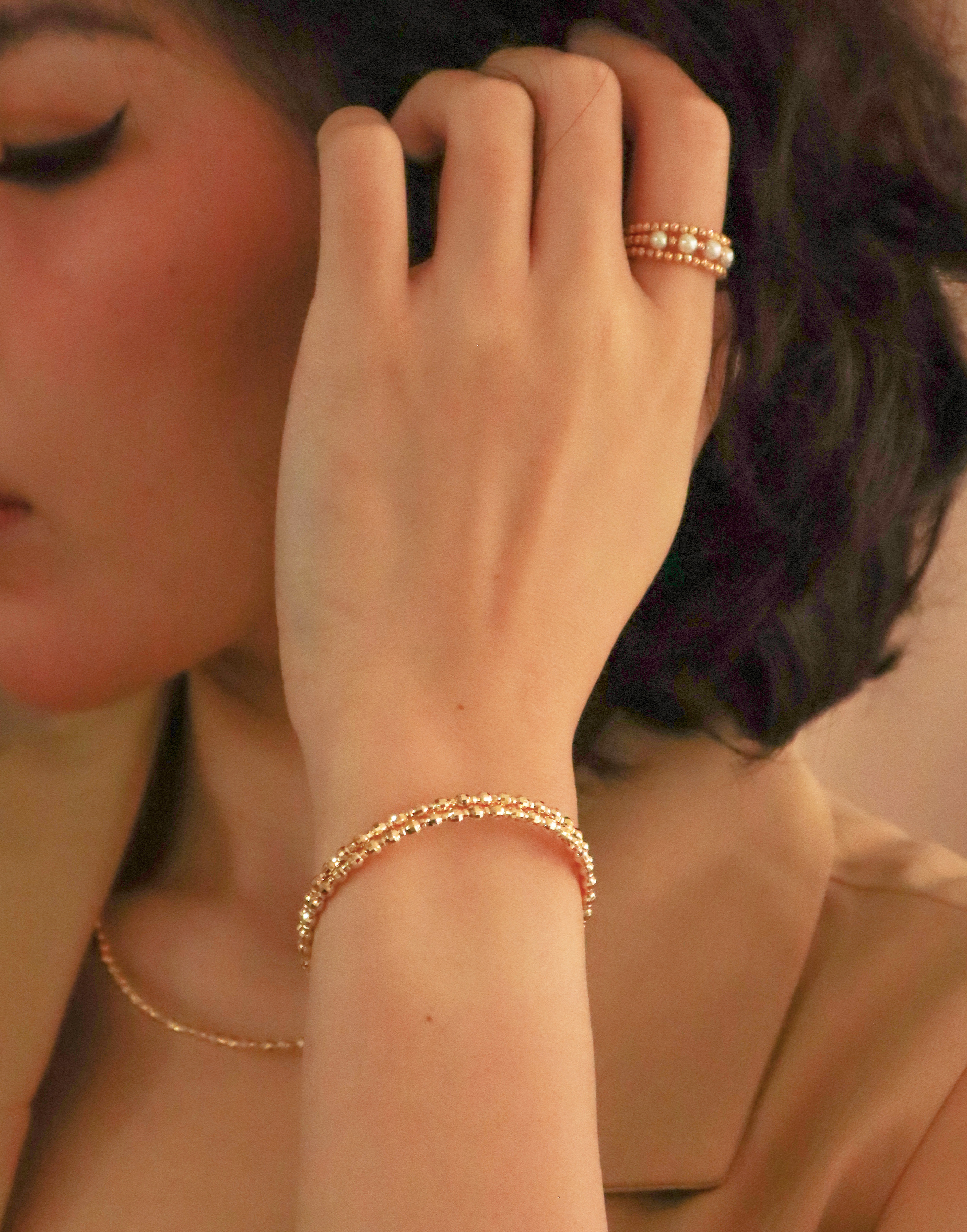 18K/日本設計款系列-切割厚層次手環