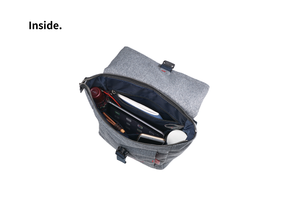 satana Fresh 青職人俐落率性後背包-麻花灰 SFG0091-707 內部隔層照