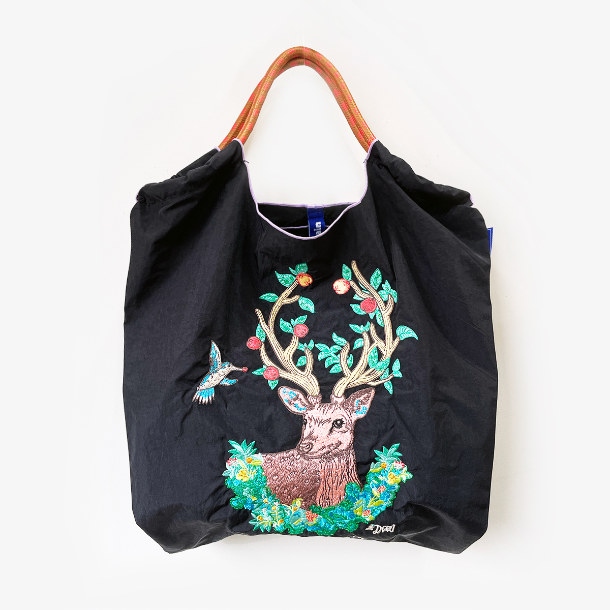 Ball＆Chain 刺繡環保購物袋 M號 - 黑 (31300701)