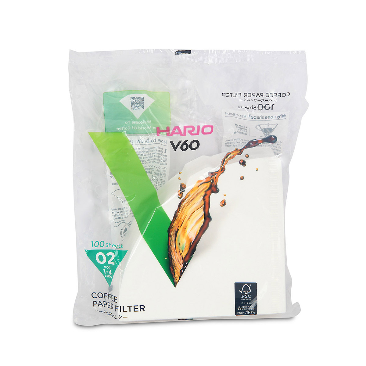 日本 HARIO V60 咖啡濾紙 02 白色 (100張 ) -VCF-02100W