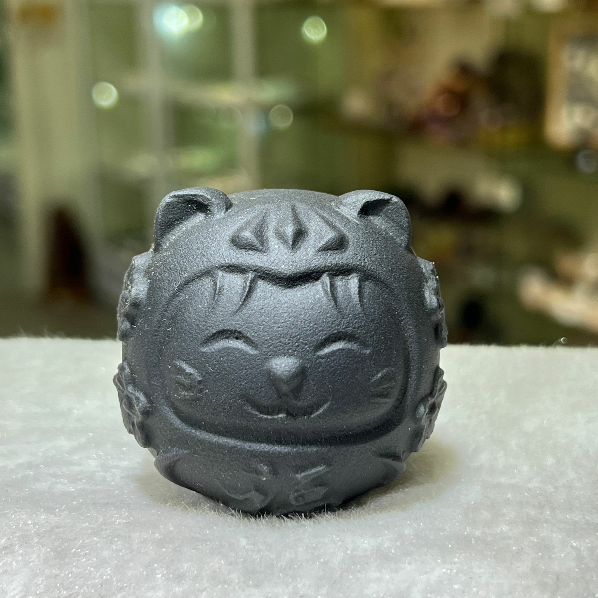 黑曜石招財貓咪頭