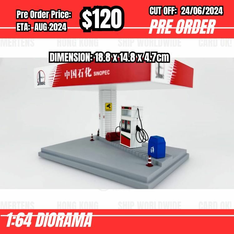 PO-$120 * Diorama Factory * 1:64 Diorama - Gas Station Sinopec (18.8 x 14.8 x 4.7cm) [OD18/06]