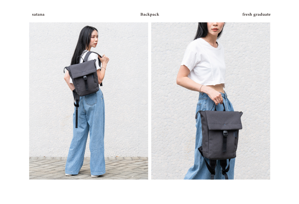 satana Fresh 青職人俐落率性後背包-石墨黑 SFG0091-728 女生兩用照