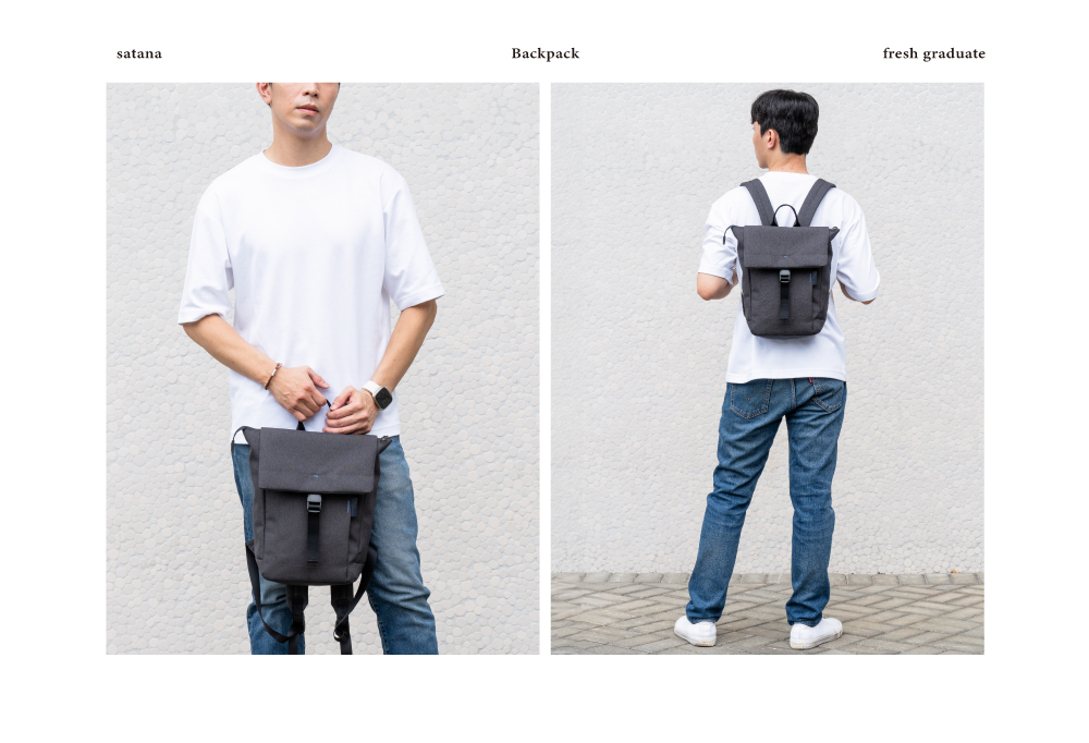 satana Fresh 青職人俐落率性後背包-石墨黑 SFG0091-728 男生兩用照