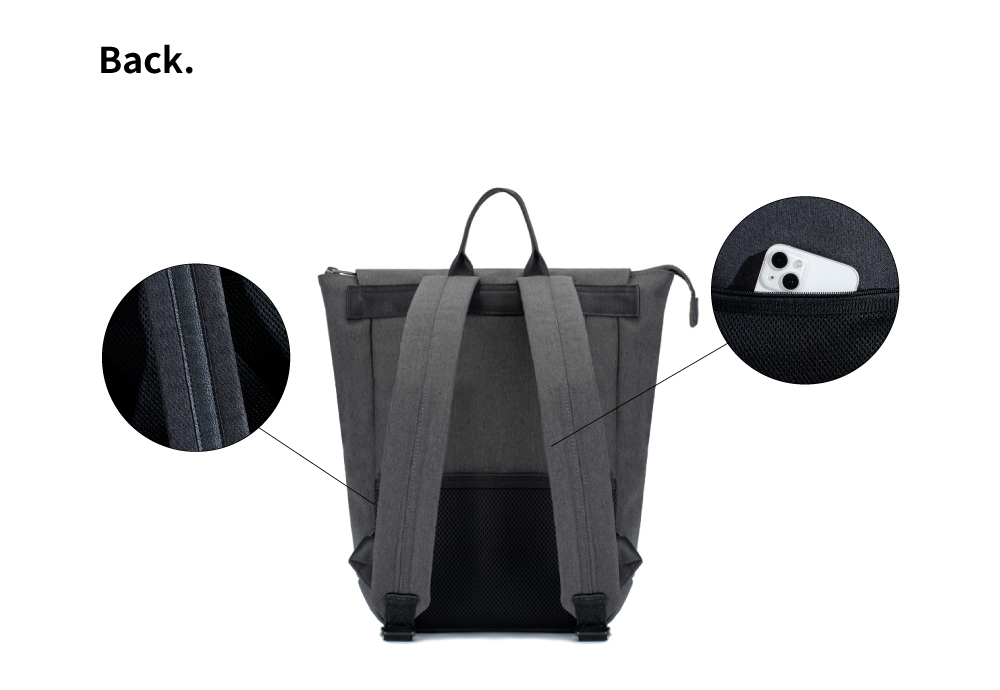 satana Fresh 青職人俐落率性後背包-石墨黑 SFG0091-728 背面照