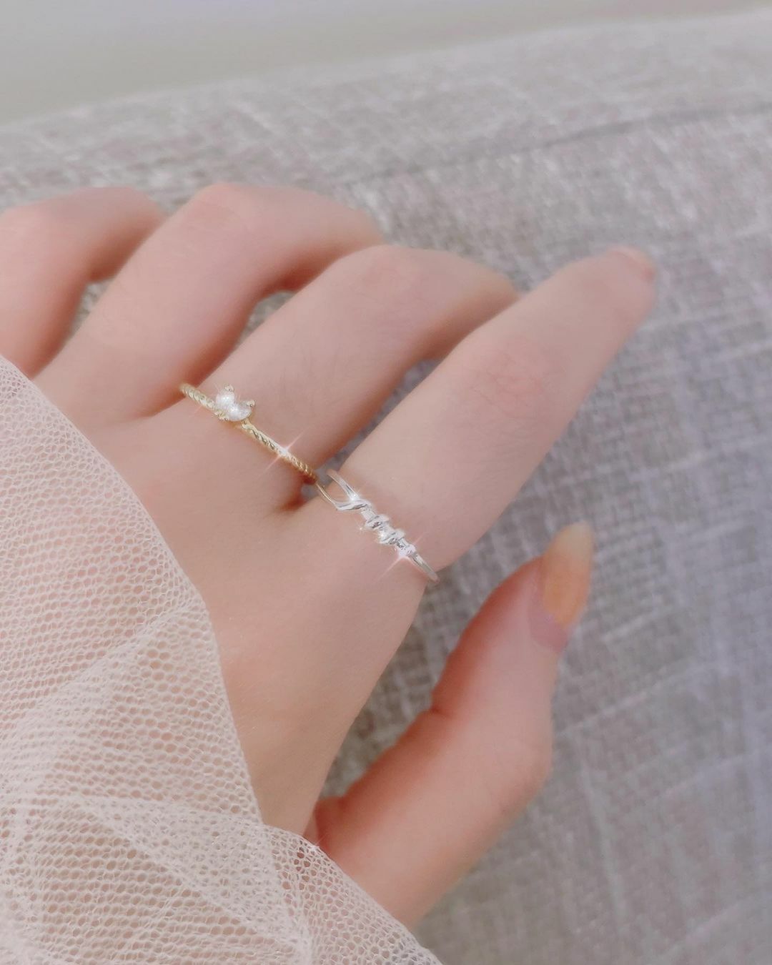 交織線條小眾純銀開口戒