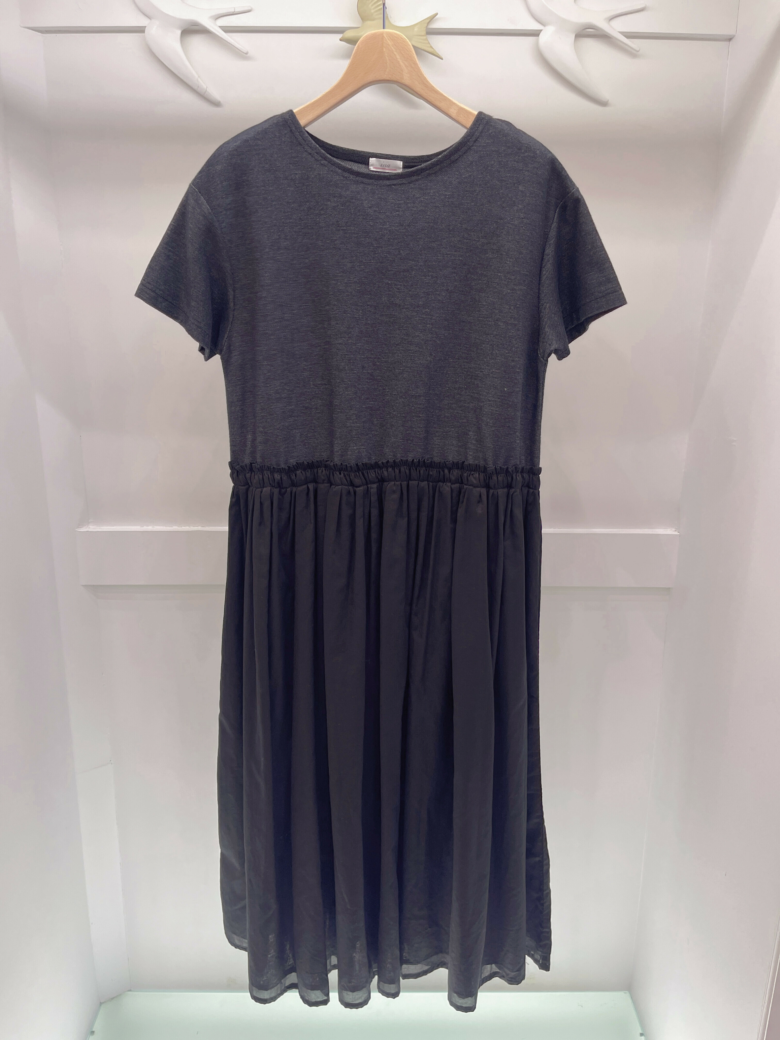 雙素材拼接洋裝