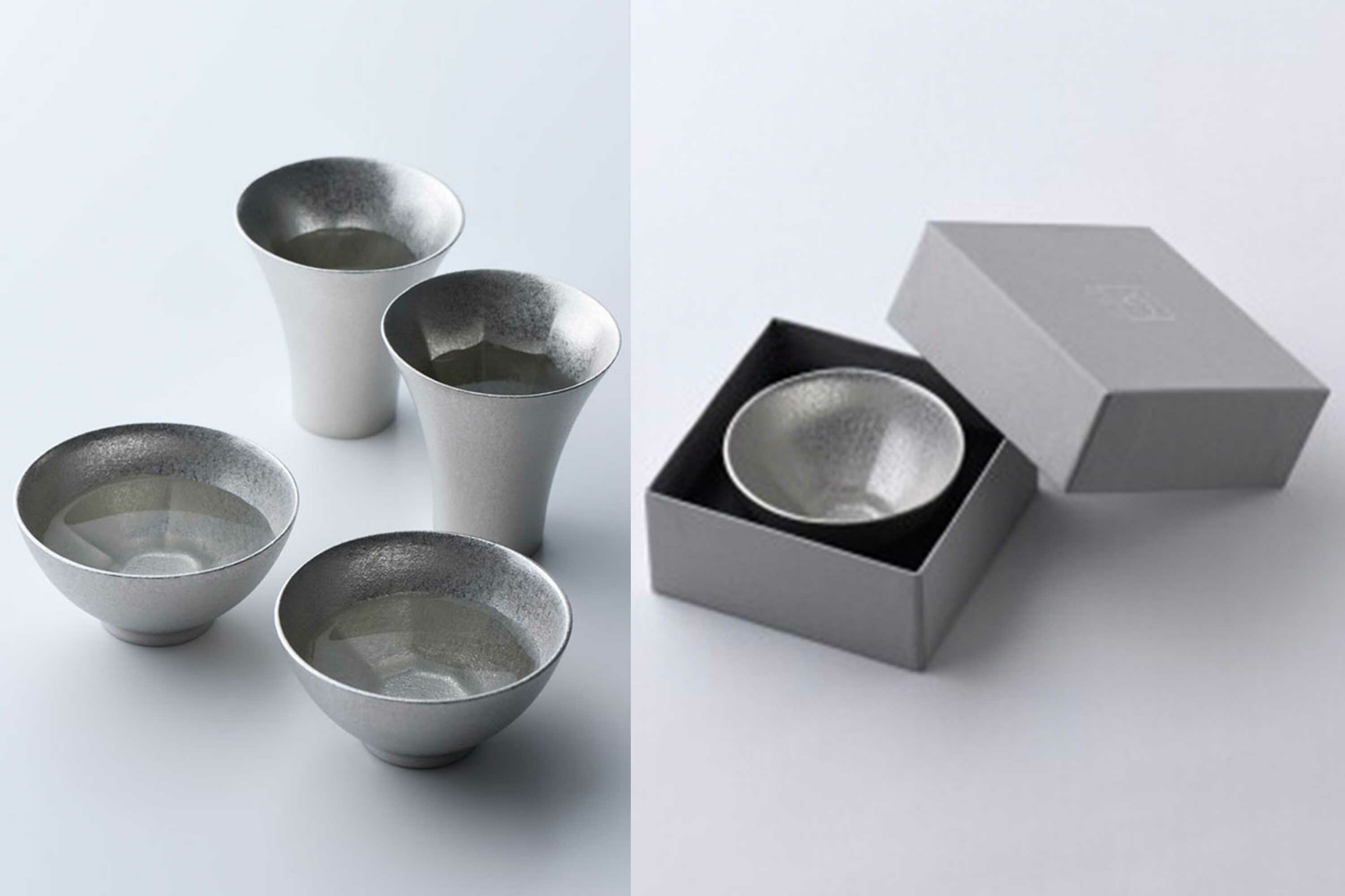 喝日本清酒的吉祥八角紋錫製杯子