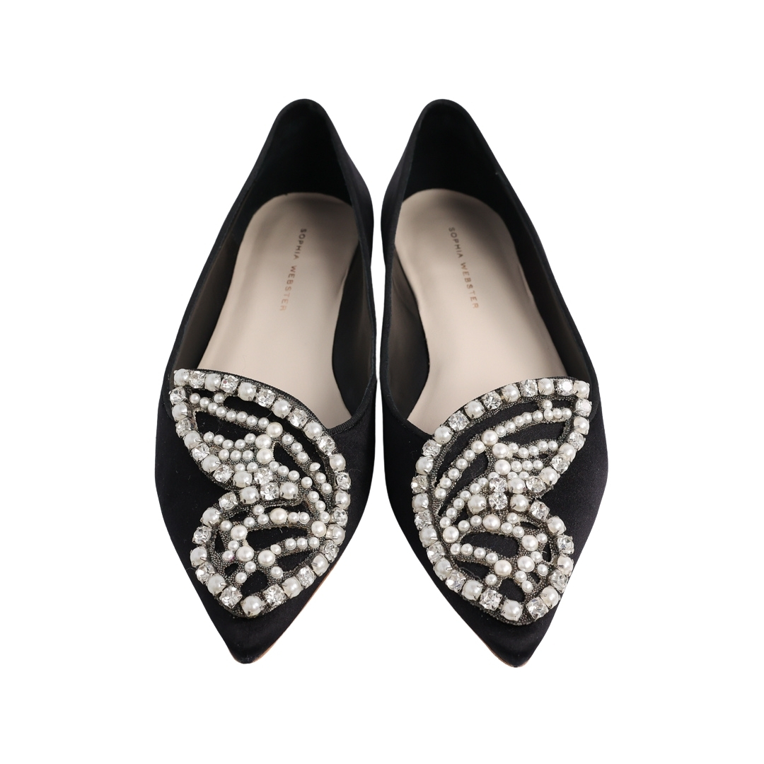 USED】SOPHIA WEBSTER BUTTERFLY DECORATIVE FLAT LOW SHOE USED】SOPHIA WEBSTER BUTTERFLY DECORATIVE FLAT LOW SHOE