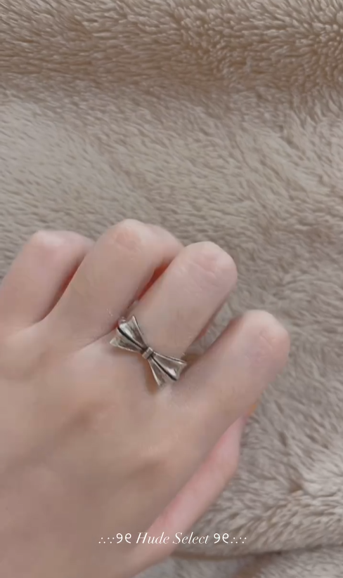 R04 Vintage bowknot ring 復古做舊蝴蝶結開口戒 - silver925