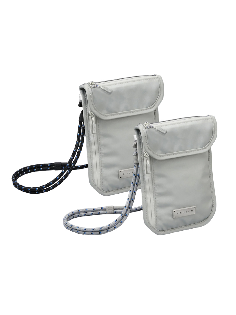 XOUXOU | 尼龍斜背小袋+登山扣掛繩6mm XX黑色/XX灰色【XOUXOU 品牌旗艦館】