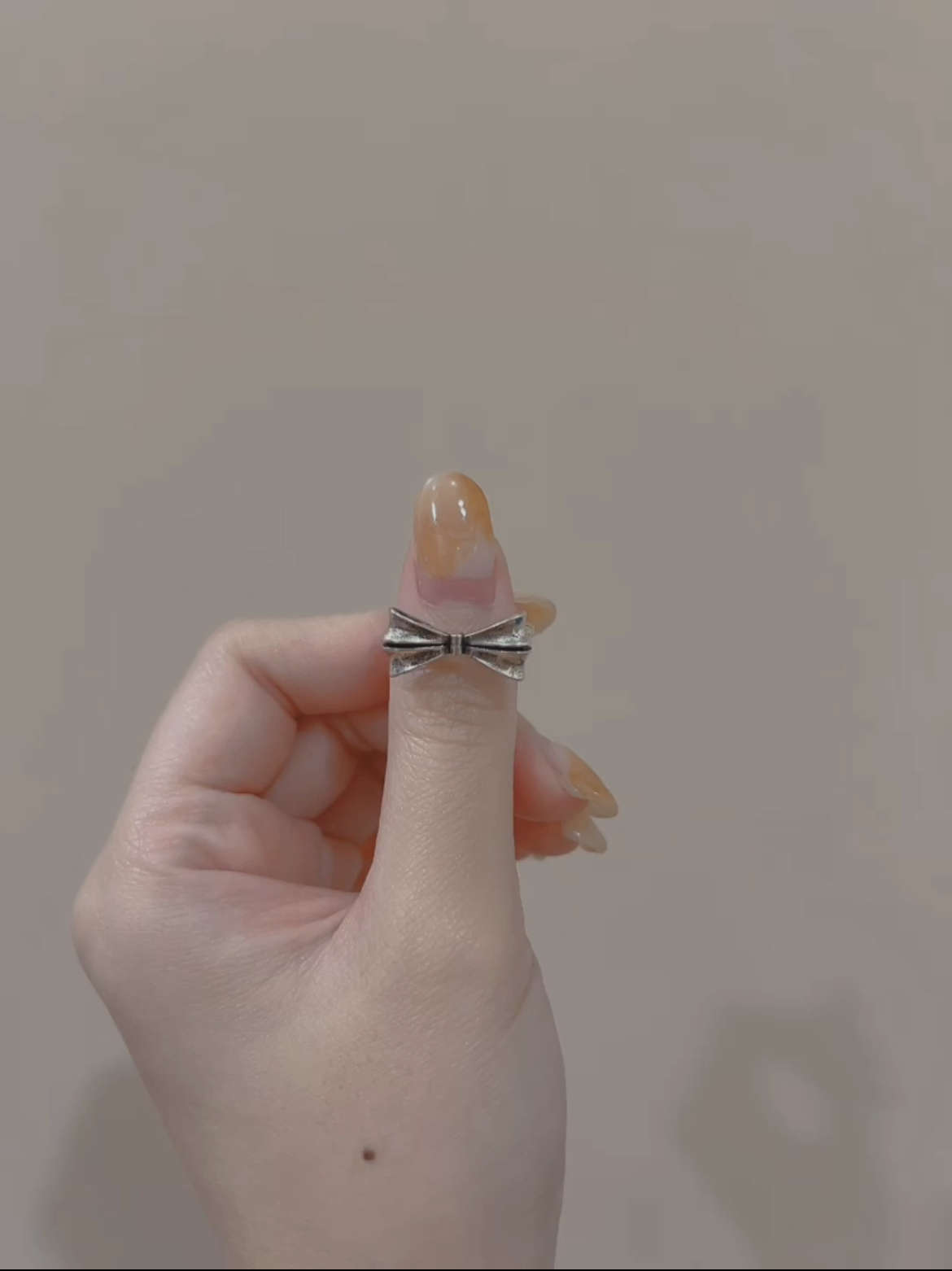 vintage復古做舊蝴蝶結純銀開口戒