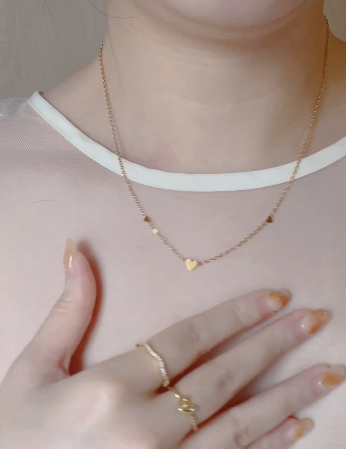 精緻三顆小愛心醫療鋼不褪色項鍊