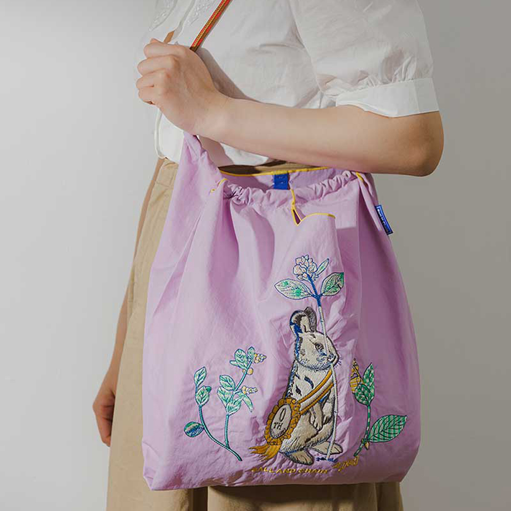 Ball＆Chain 刺繡環保購物袋 M號 - 粉紫 (31300416)