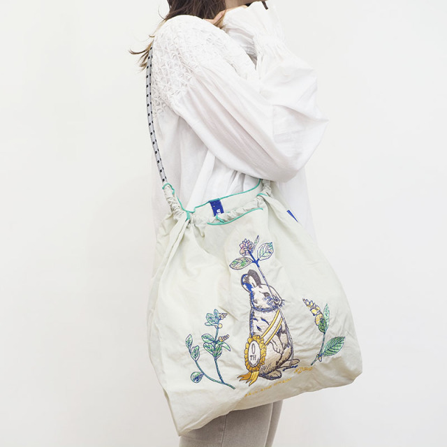 Ball＆Chain 刺繡環保購物袋 M號 - 淺灰 (31300427)