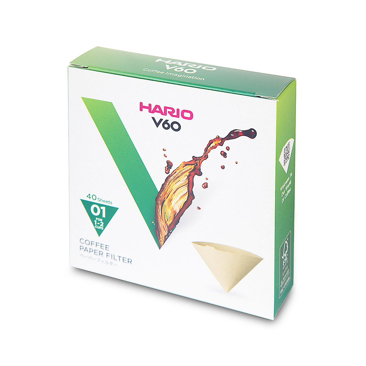 日本 HARIO V60 咖啡濾紙 01 原色 (40張 ) 盒裝 -VCF-01-40M