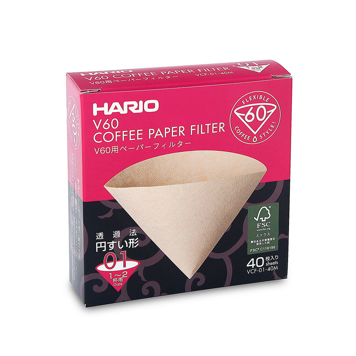 日本 HARIO V60 咖啡濾紙 01 原色 (40張 ) 盒裝 -VCF-01-40M