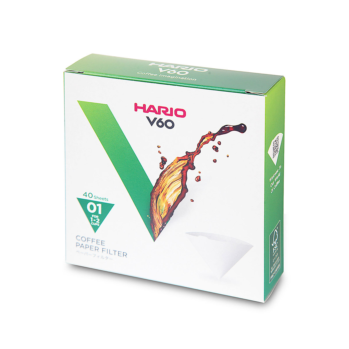 日本 HARIO V60 咖啡濾紙 01 白色 (40張 ) 盒裝 -VCF-01-40W