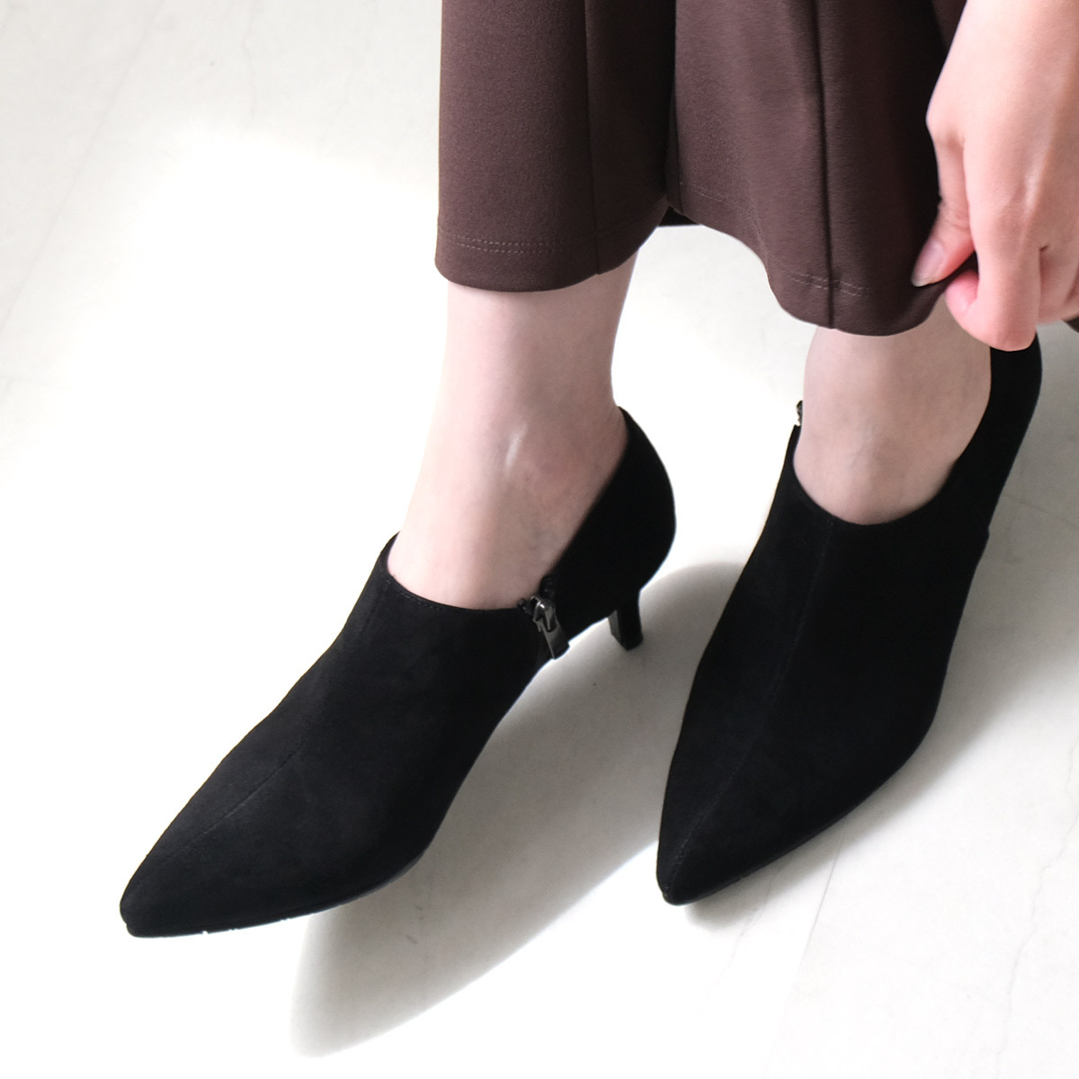 Point nine 日本製造真皮女用尖頭短靴