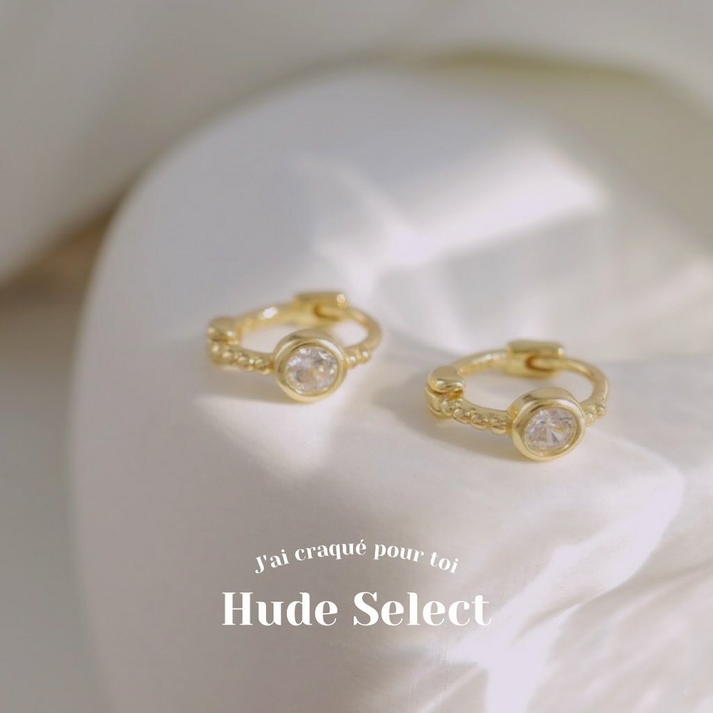 精緻閃亮圓形鑽金色純銀耳扣