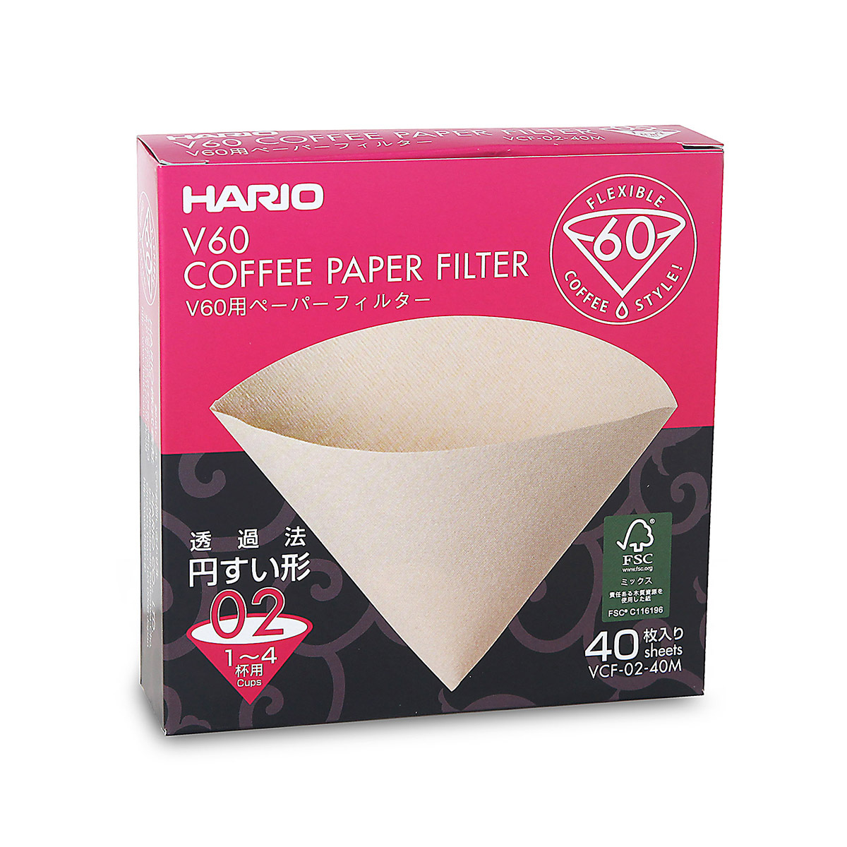 日本 HARIO V60 咖啡濾紙 02 原色 (40張 ) 盒裝 -VCF-02-40M