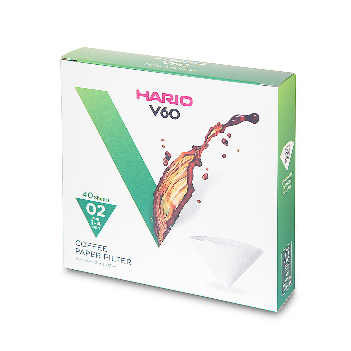 日本 HARIO V60 咖啡濾紙 02 白色 (40張 ) 盒裝 -VCF-02-40W