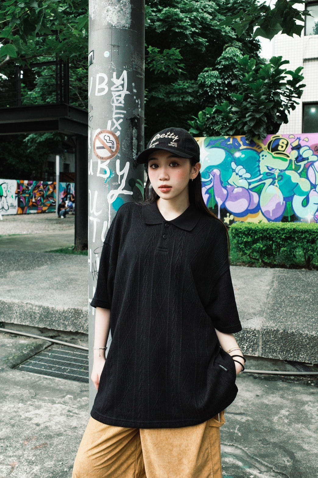 『Always_Good』特殊紋理 微透膚 POLO領 短TEE