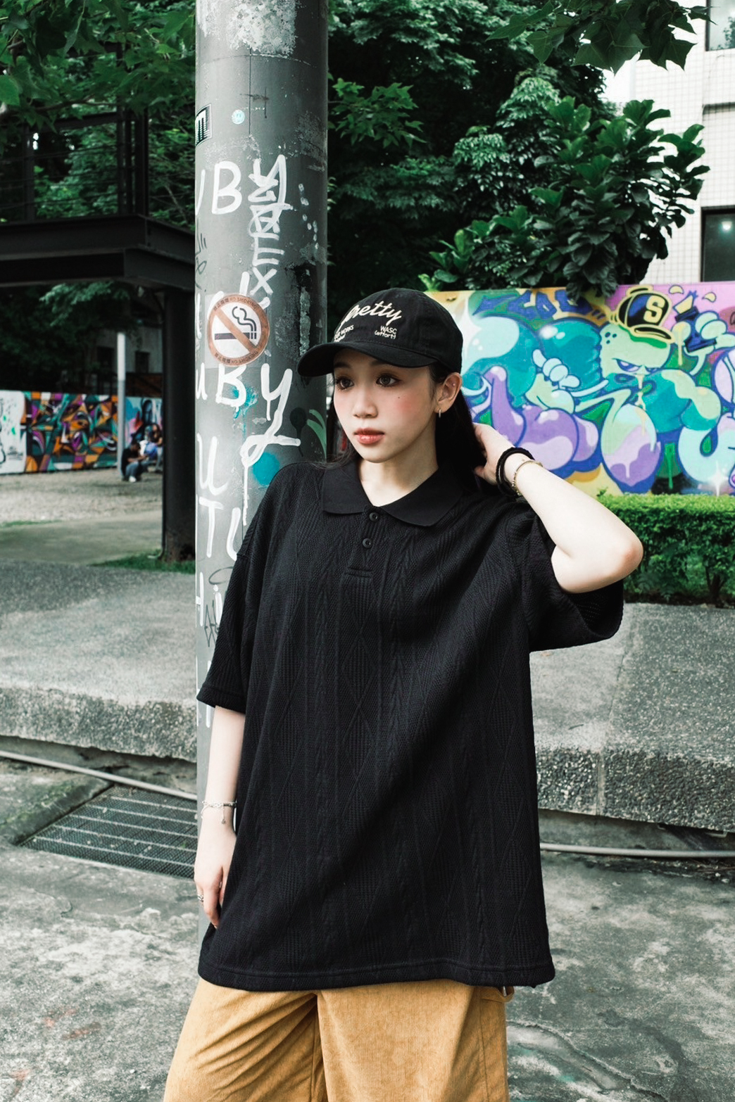 『Always_Good』特殊紋理 微透膚 POLO領 短TEE