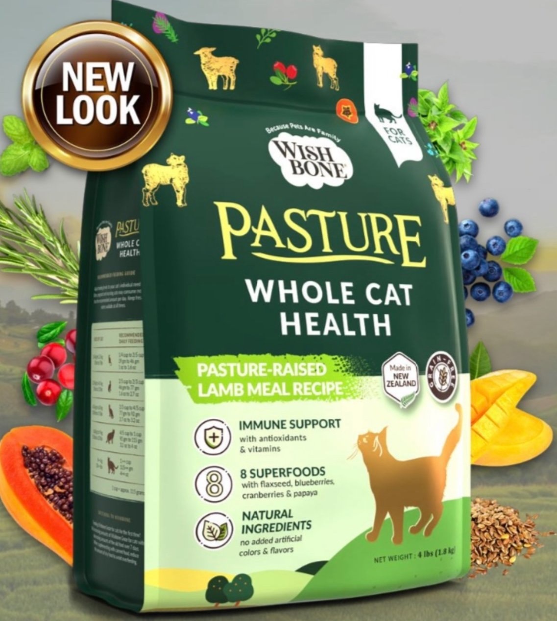 紐西蘭純天然Wishbone PASTURE 羊肉成貓配方 (4lb/10lbs)