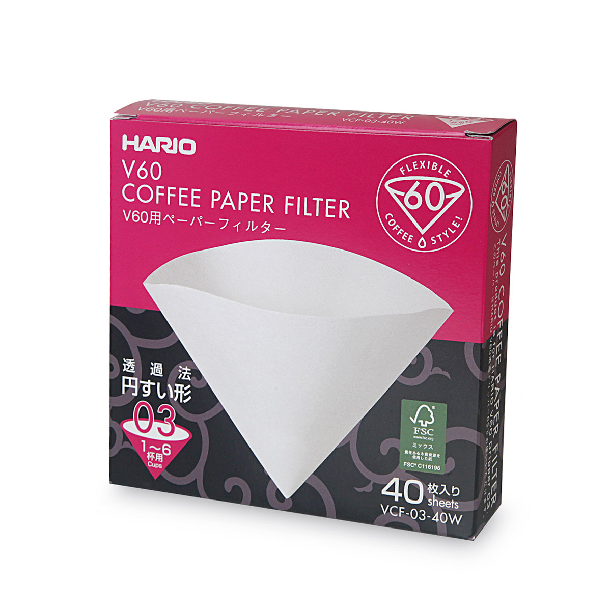 日本 HARIO V60 咖啡濾紙 03 白色 (40張 ) 盒裝 -VCF-03-40W