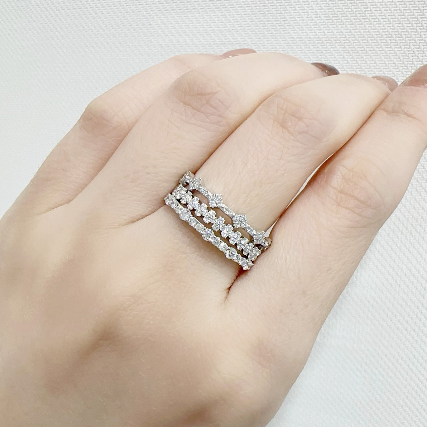 18K金可疊戴幼身鑽石排戒