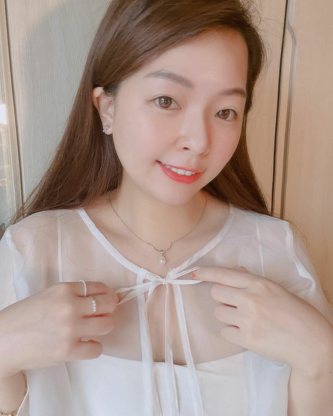 鍊條拼接金屬扭結珍珠純銀項鍊