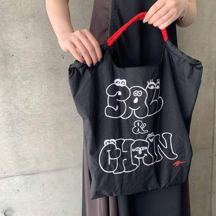 Ball＆Chain 刺繡環保購物袋 M號 - 黑 (31400301)