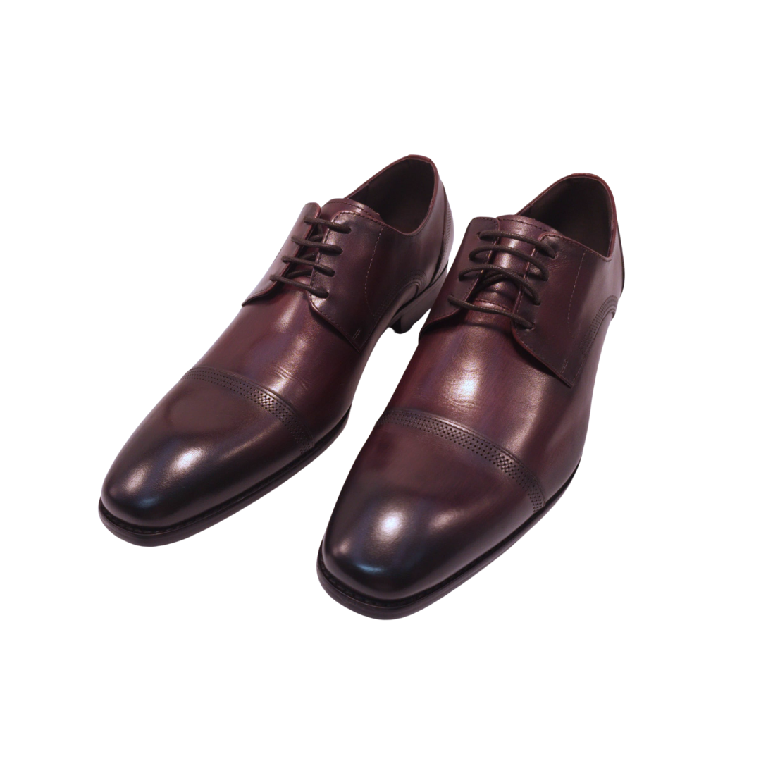 Revic 男裝皮鞋 | OF-10BUR | 酒紅色橫式德比皮鞋