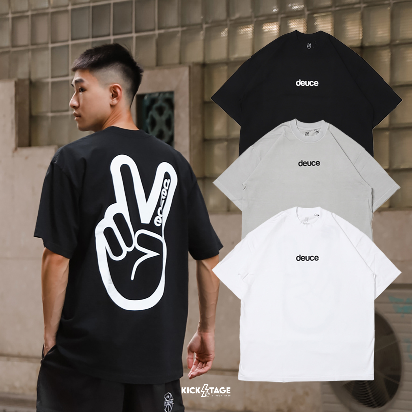 [售出無退換]男女款 Deuce Brand Peace Tee 黑色 白色 灰色 背後大LOGO 運動 訓練 短袖 短T【DE016】