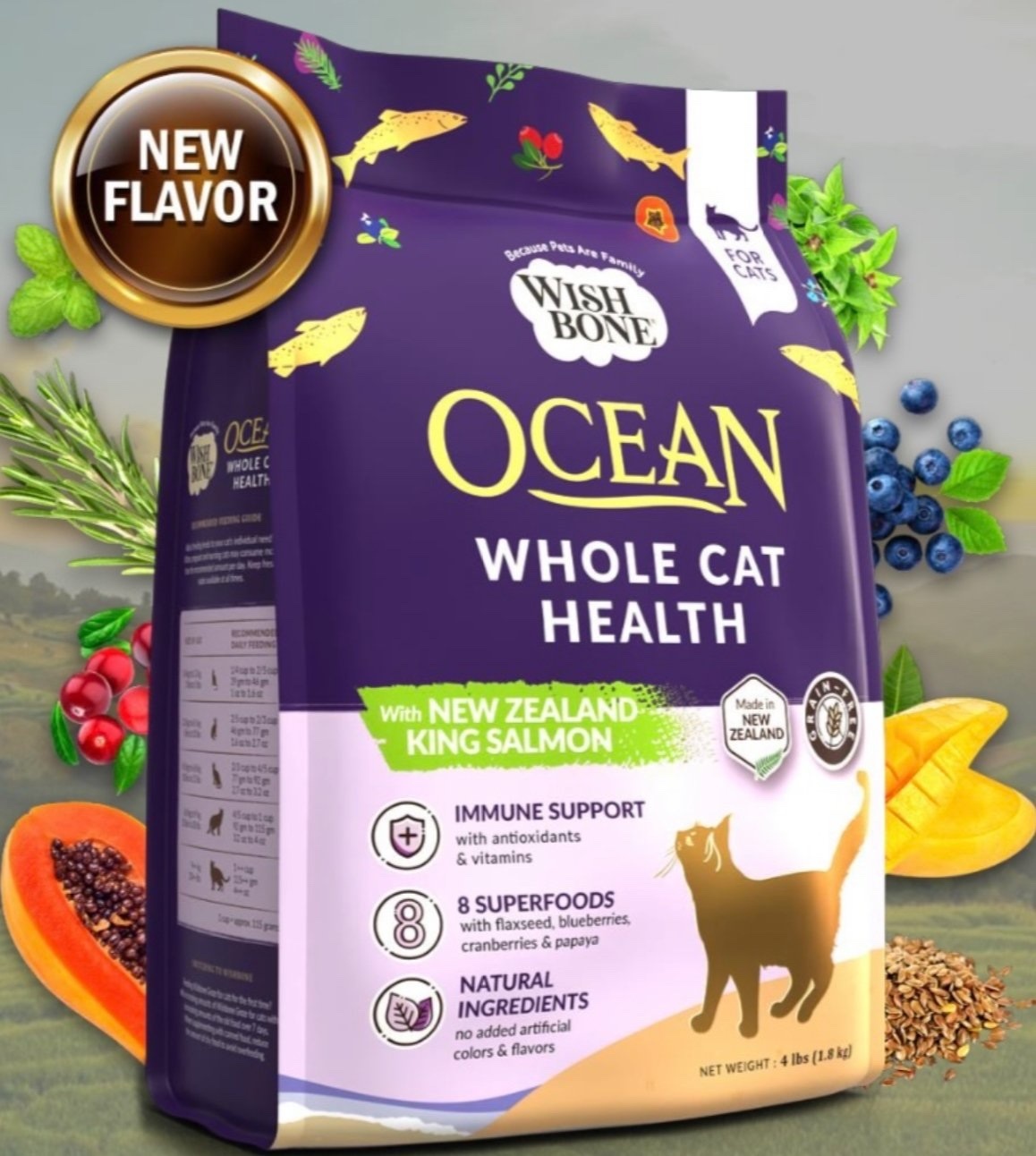 紐西蘭純天然Wishbone OCEAN 海洋帝王三文魚成貓配方 (4lb/10lbs)