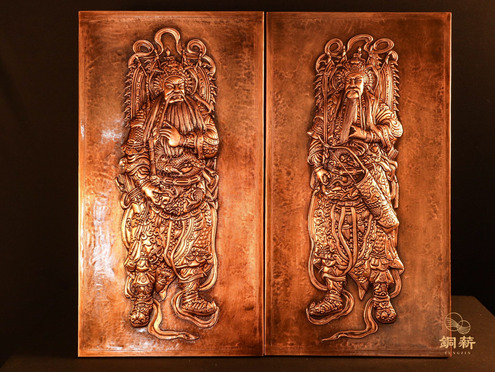漆器描金 門神一對（尉遅恭 中國古美術 S0407 稀少珍品 秦叔宝） 極細工 木製 清 掛屏 楠木雕刻 *珍品旧蔵* 古美味