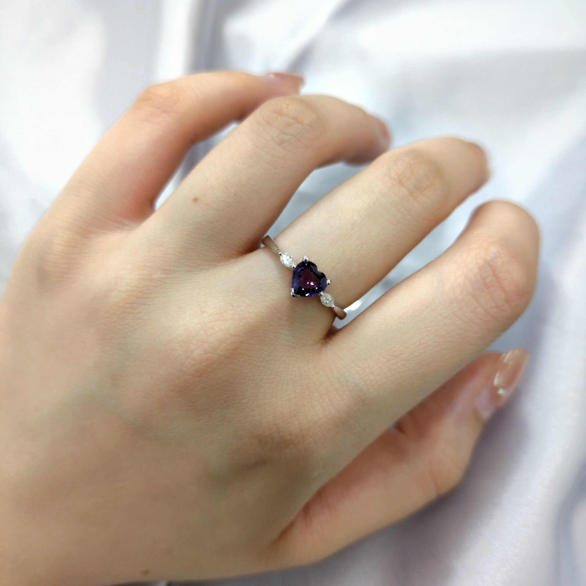 18K White Gold 0.73ct Sapphire and Diamond Ring