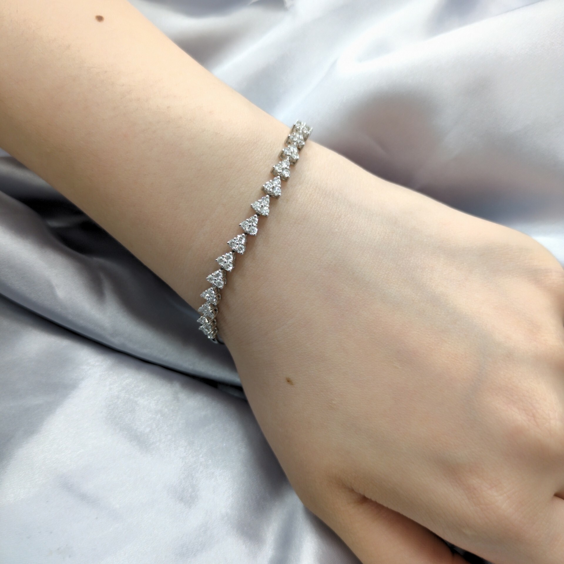 全新18K白金1卡6份鑽石軟鍊鈪