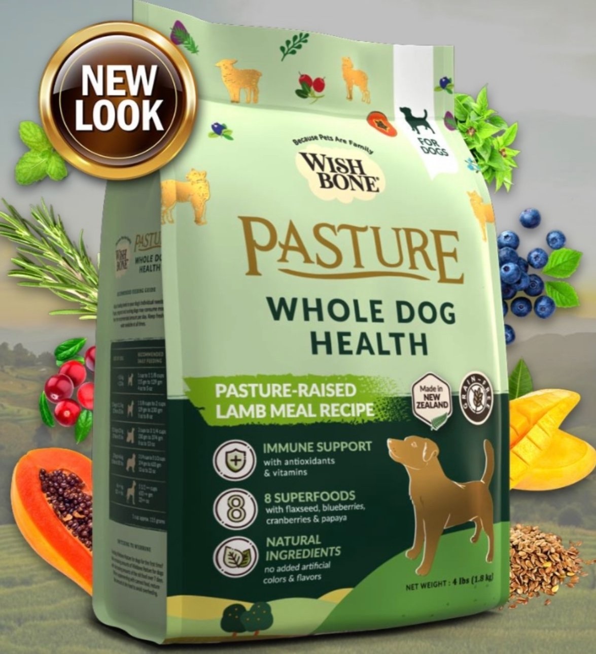 紐西蘭純天然Wishbone PASTURE 羊肉成犬配方 (4lbs/20lb)