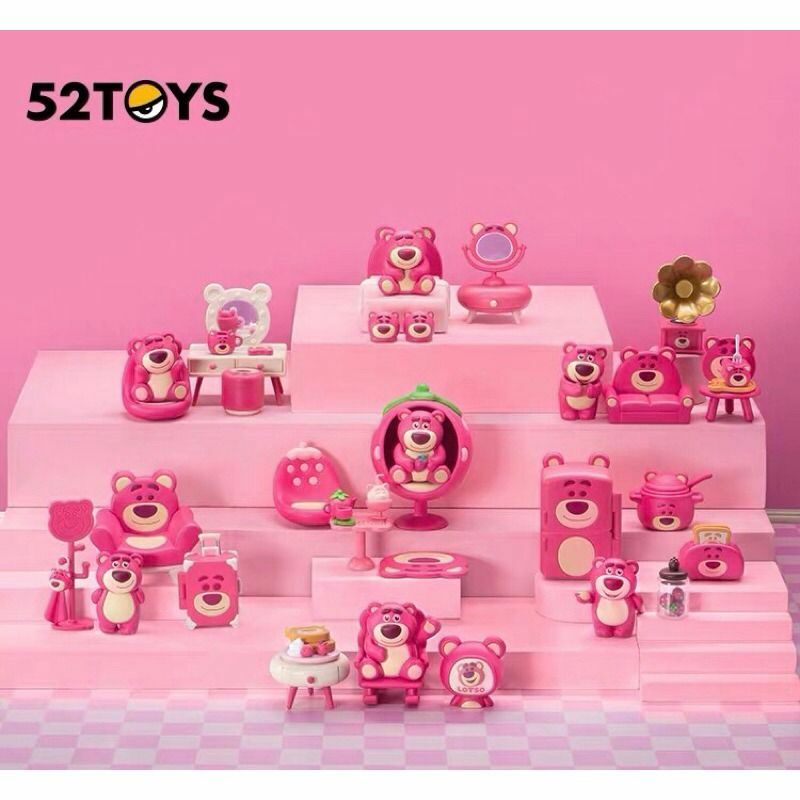 【盲盒連 原裝場景防塵展示盒】52TOYS 盲盒系列- 52TOYS LOTSO'S ROOM 草莓熊的房間  (全套6款)