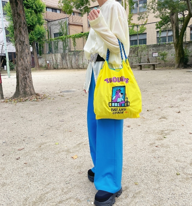 Ball＆Chain 刺繡環保購物袋 M號 - 亮黃 (31400657)